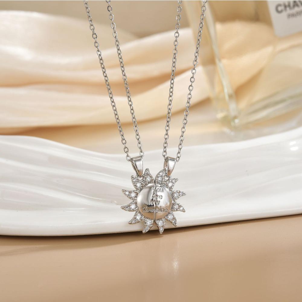 Magnetische Sonne Mond Partner Halskette Modisch Vielseitig Hochwertiges Geschenk für Beste Freunde Liebhaber