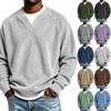 Men's V-neck Faux Two Piece Corduroy Long Sleeve Casual Sportswear T-shirt