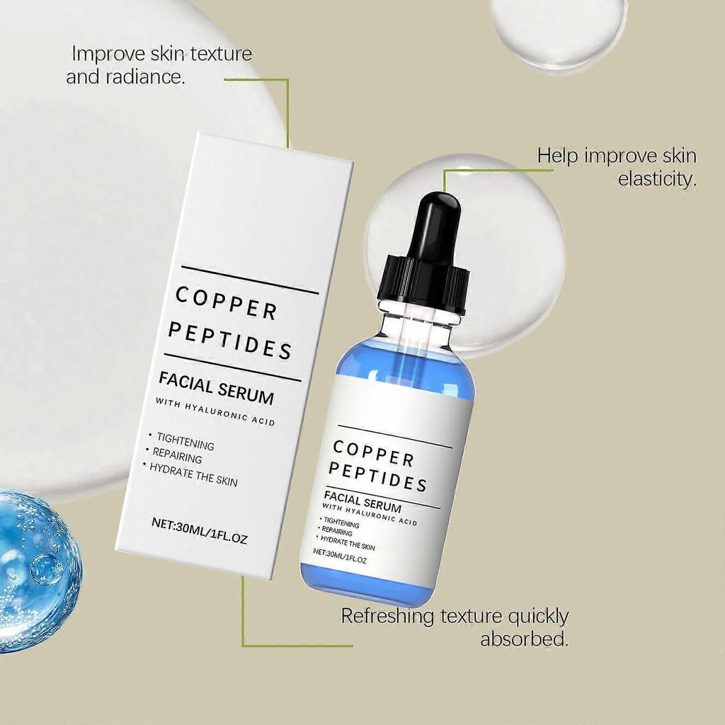 1~5PCS Copper Peptides Serum for Face - with GHK-Cu and Hyaluronic Acid - Anti-Aging Facial Serum for Skin Smoothness, Firm-Looking, Skin Elasticity 2