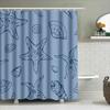 Seashell Bath Curtain Blue Printed Shower Curtain For Home Decor Waterproof Fabric Bathroom Window Decorations