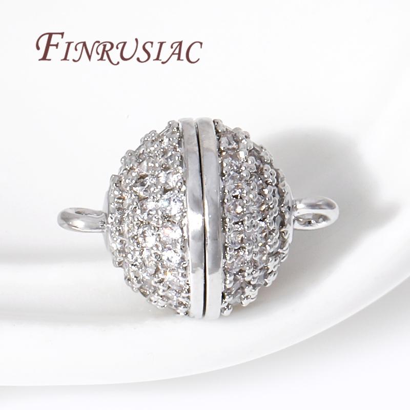18K Gold Plated Brass with Zircon Magnetic Clasps For Jewelry Making,Magnet End Clasp Connectors For Bracelets DIY Accessories