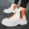 Autumn Men Casual Sneakers Canvas Chunky Platform Ankle Boots High-cut Zip Patchwork Sneakers Male Breathable Sport Shoes 38-44
