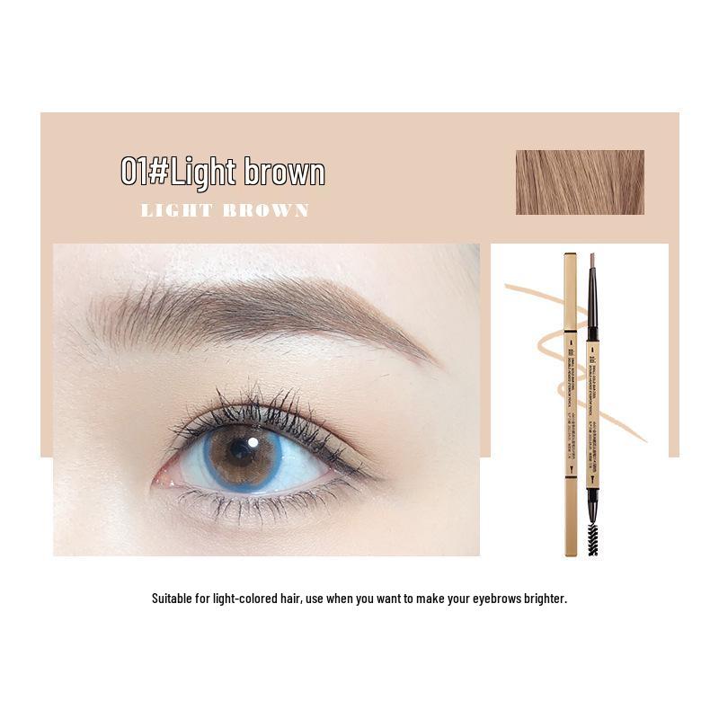 Makeup Xixi Golden Chopsticks Double-Ended Eyebrow Pencil - Ultra-fine Triangle, Waterproof & Smudge-Proof for Natural Brows