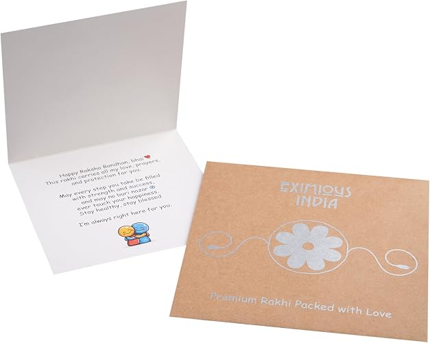 Rakhi For Brother - Set of 2 With Greeting Card for Bhaiya Traditional Pendant For Raksha Bandhan Designer Rakhi Thread for Bhaiya (Design 1)