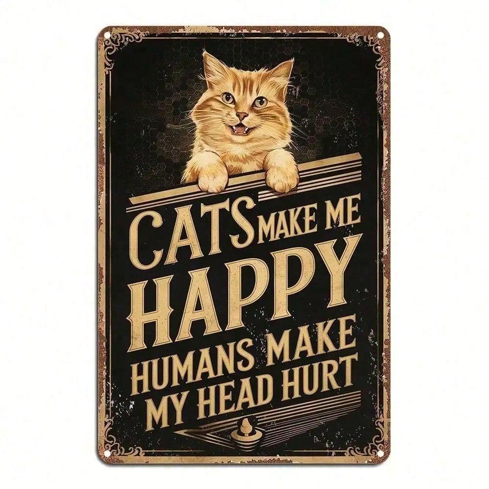 

Vintage Cat Metal Poster Wall Art Retro Bar Decor