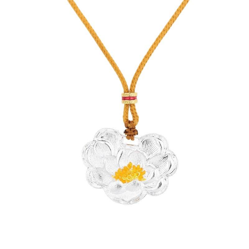 Ancient Lotus Necklace, Chinese Style Long Pendant Rope Chain, Versatile High-end Exquisite Jewelry