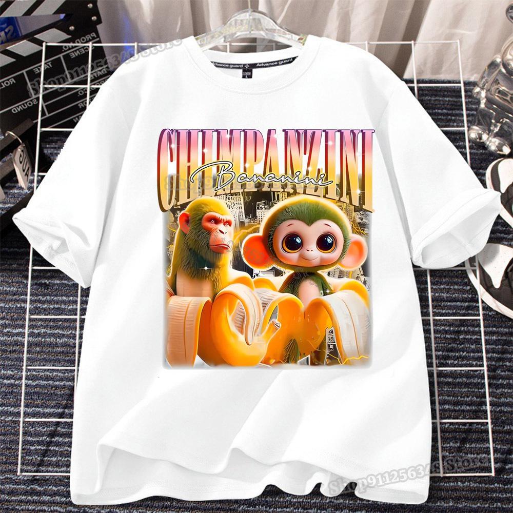 Italian Brainrot T-shirt for Children Clothing White Tops Kids Summer Short Sleeve Tees Cotton Boys Girls Outfits Tungtung Sahur