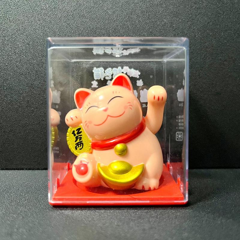 1 Pcs 2 Inch Mini Movable Claw Lucky Cat Ornament Solar Powered Cute Decor for Car Dashboard Living Room Desk Gift
