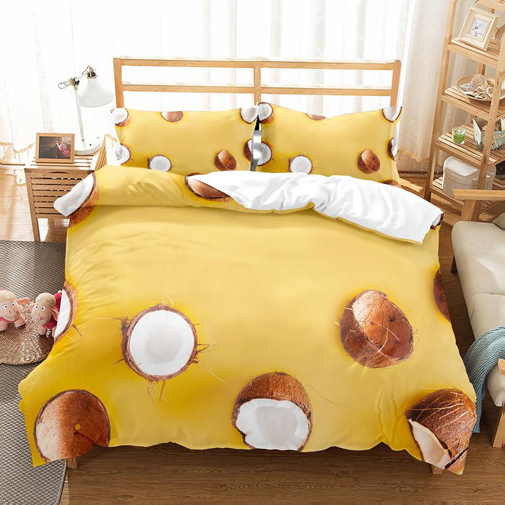 Coconut Duvet Cover Set Coconut Tree Pattern Quilt Cover for Boys Girls Kids Bedroom Decor Double Single Size Comforter Cover