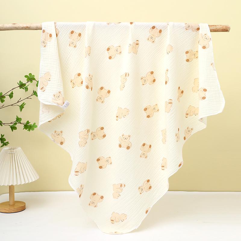 Double-Layer Crinkle Muslin Swaddle Blanket - Soft, Breathable, Skin-Friendly, Comfortable Newborn Towel