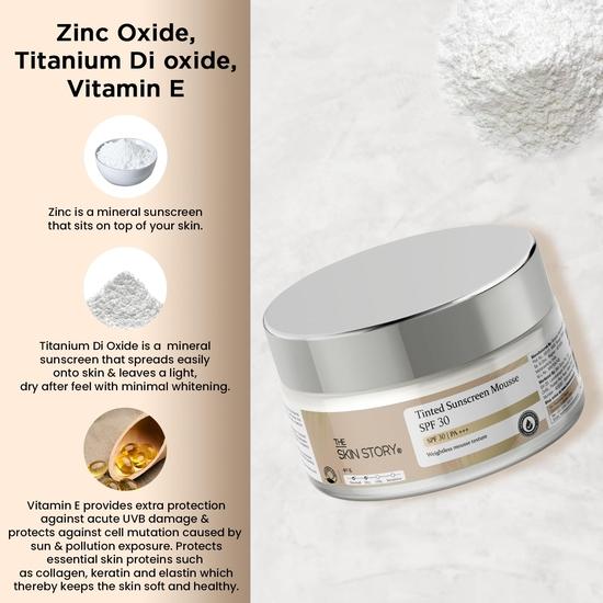 The Skin Story Sunscreen Mousse SPF 30 |Whipped Mousse Texture| Broad Spectrum| Light Weight & Non Sticky | UVA & UVB Protection | 40g