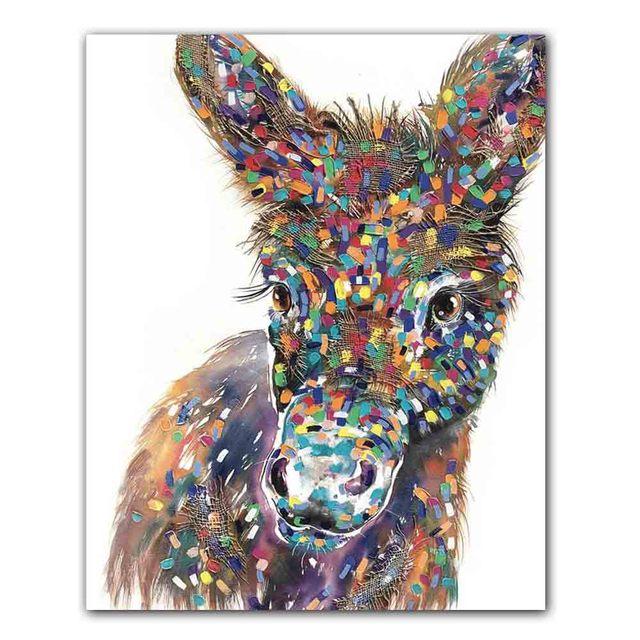 Nordic graffiti art abstract animal canvas painting digital color poster office wall painting living room home decoration mural No Frame