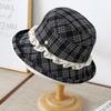 Japanese Retro Color Matching Bucket Hats Plaid Lace Design Caps Women Spring Summer Travel Sunscreen Versatile Literary Sun Hat