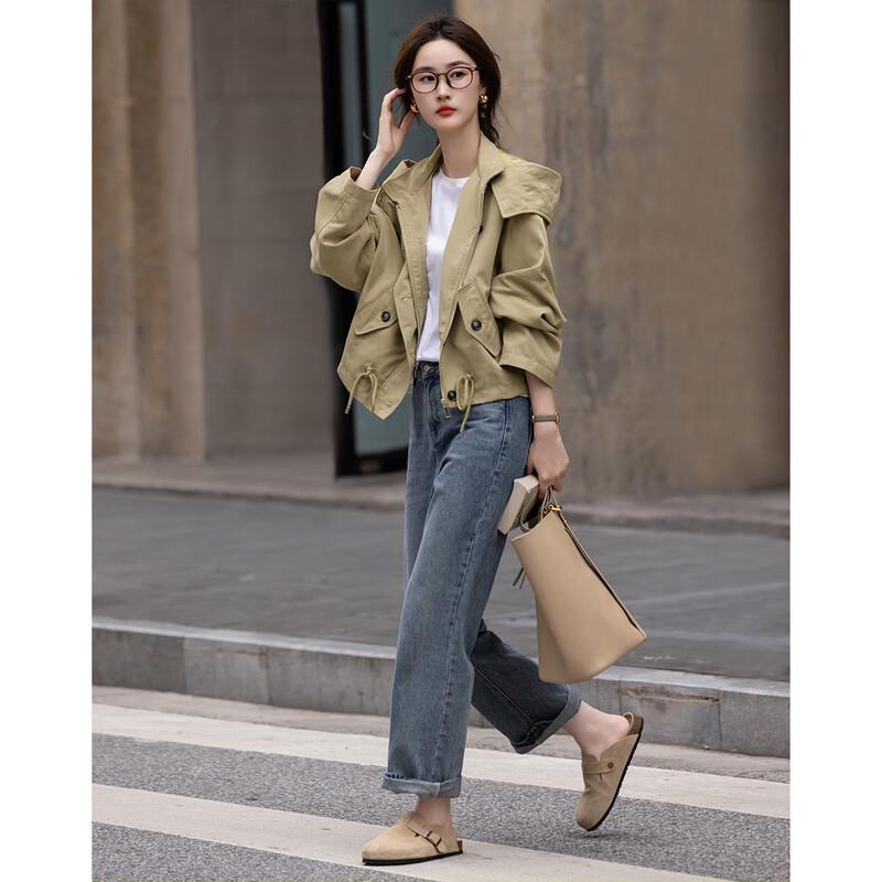 Demana Velvet-Feel Hooded Short Jacket L