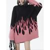 Maglione Oversize Unisex in Maglia con Stampa Jacquard Fiamma Degradé Vestibilità Larga Pullover Casual Abbigliamento Invernale per Giovani