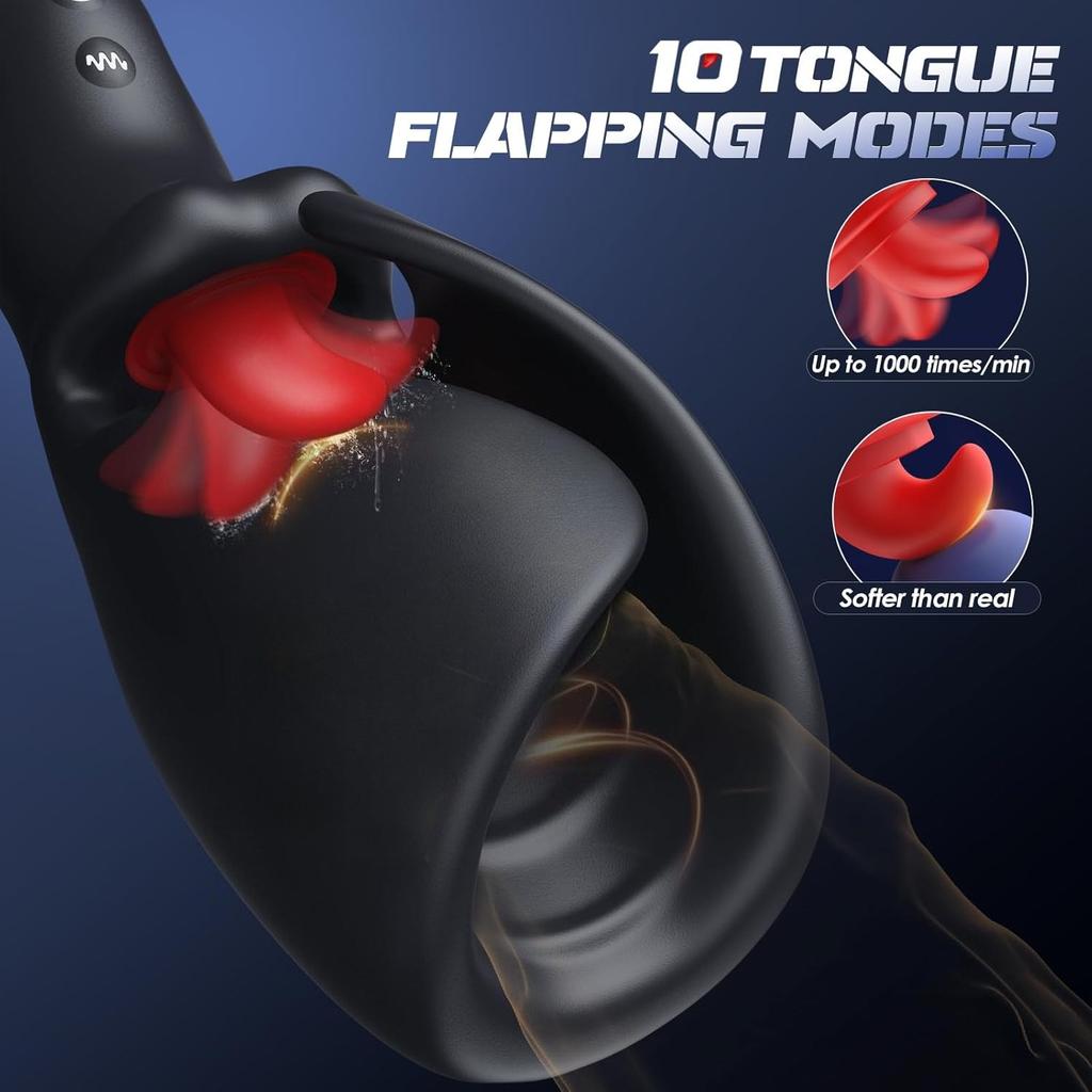 Male Sex Toys for Men Tongue Vibrator Male Masturbator  Pocket Pussy Stroker with 10 Licking & Vibrating Modes Penis Vibrator