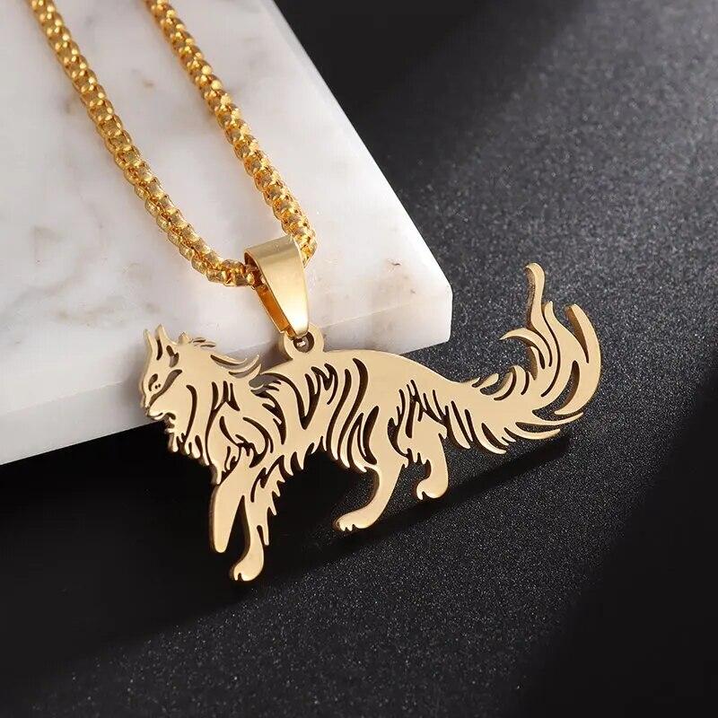 Stainless Steel Mainecoon Pendant Necklace Animal Cute Pet Maine Cat Necklace Trend Jewelry Anniversary Gift for Men and Women