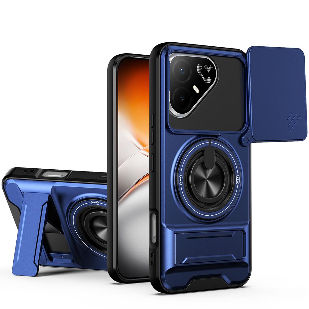 KEYSION Magnetic Phone Case for TECNO Pova 8 Pro 5G Slide Camera Protection Upright Kickstand 360° Ring Shockproof Back Cover