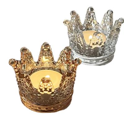Glass Leisure Time Crown Candle  Glass Crown-shaped Glass Candle Holders  for Home Decoration