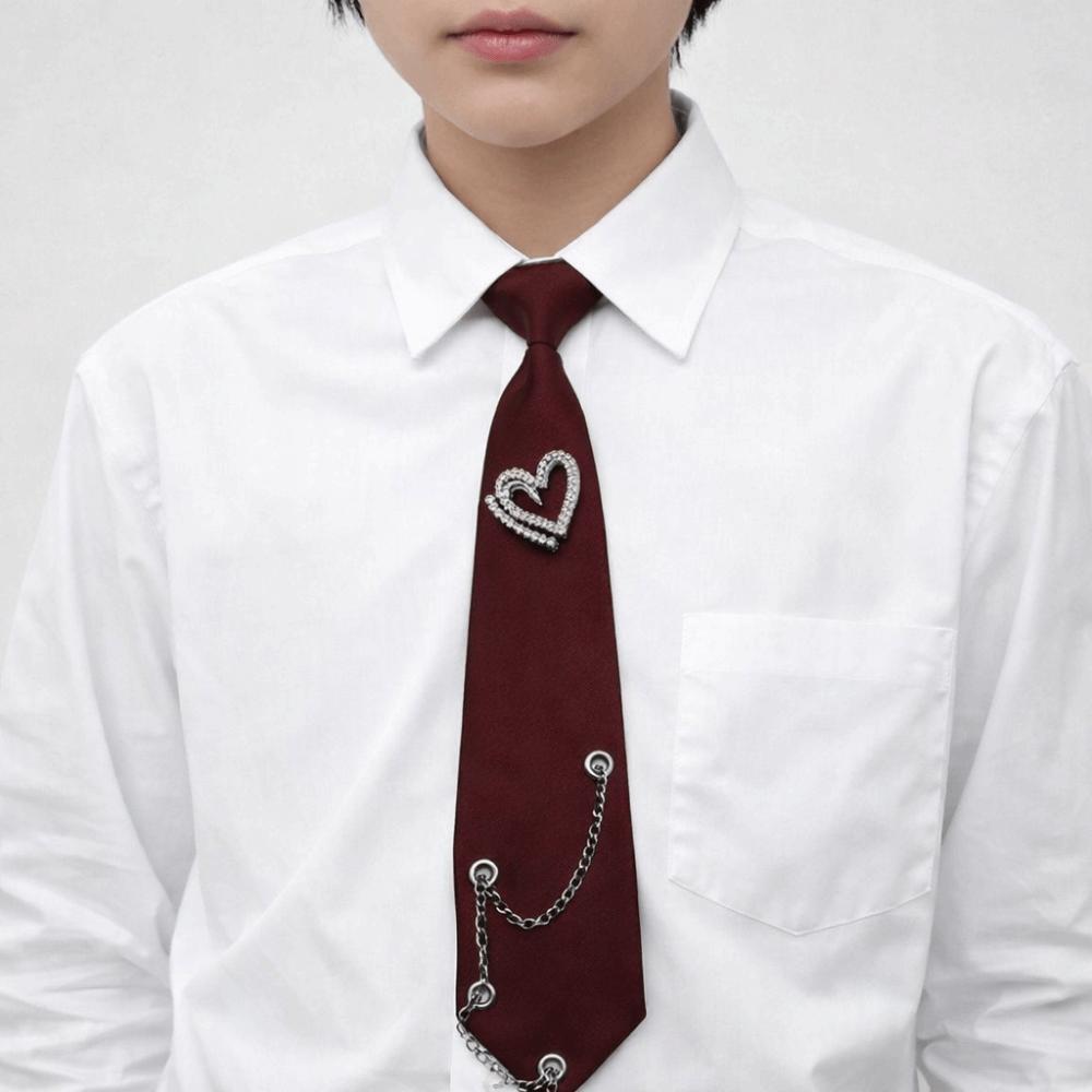 Black Love Heart Tie Korean Style Shirt Tie Elegant Long Necktie JK Uniform Decoration