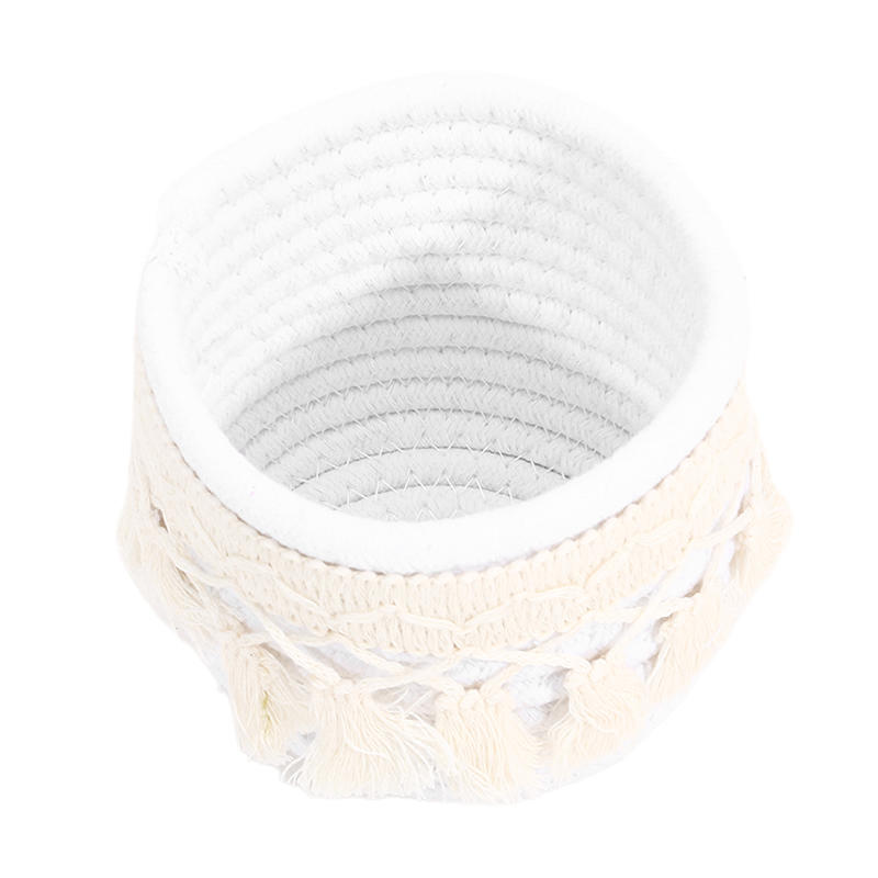 Kosmetický úložný košík Bavlněný pletený držák na štětce na make-up Dekorace do ložnice Organizér Pouzdro Stolní drobnosti Úložný box s třásní