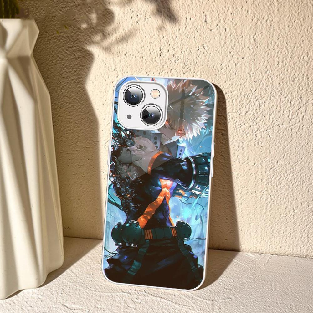 Cartoon B-Bakugo K-Katsuki Phone Case For IPhone 14 13 12 Mini 11 Pro XS Max X XR 14 Plus Tempered Glass Cover
