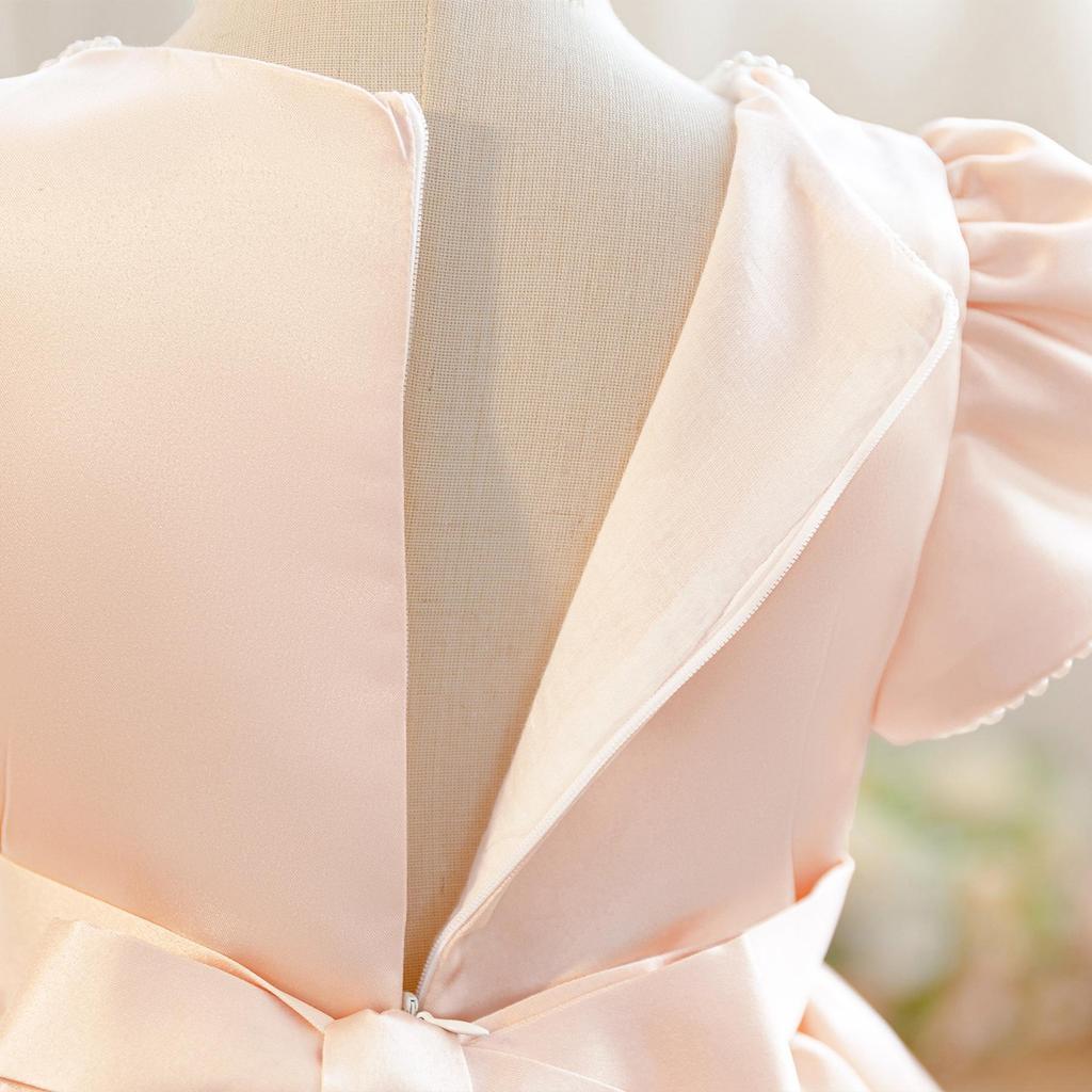 High-End Champagne Princess Dress for Girls - Stylish Flower Girl and Birthday Evening Gown