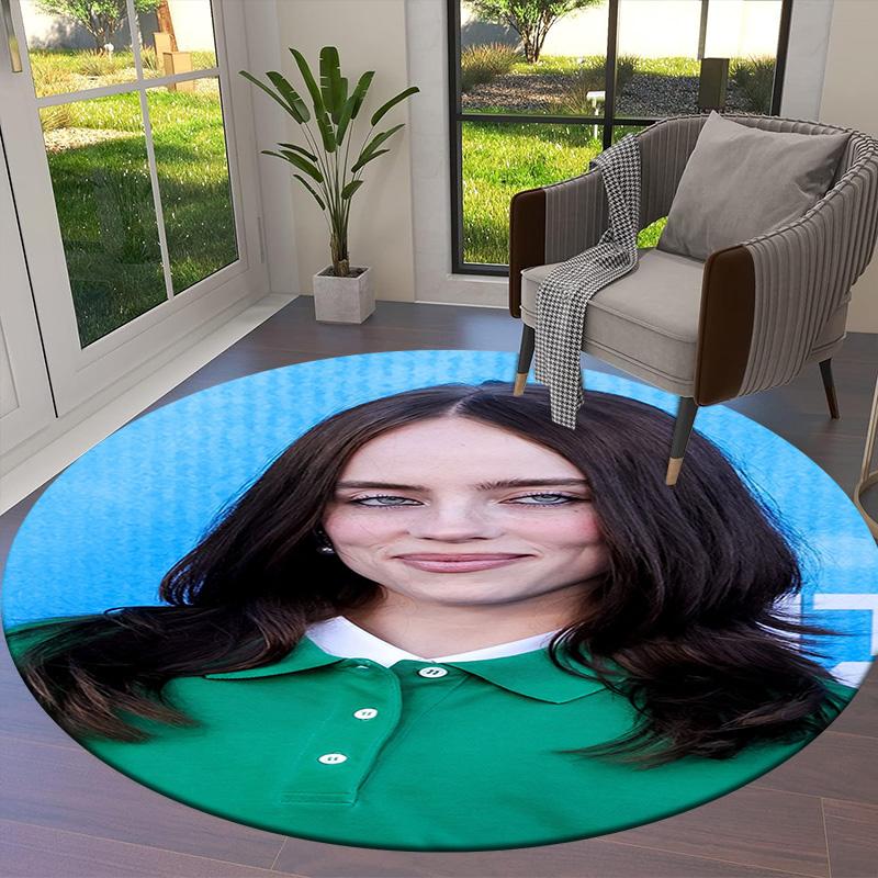 Στρογγυλό Χαλί Billie Eilish,Χαλί για Σαλόνι Υπνοδωμάτιο Καναπέ Παιδικό Δωμάτιο Διακόσμηση,Αντιολισθητικό Πατάκι Δαπέδου
