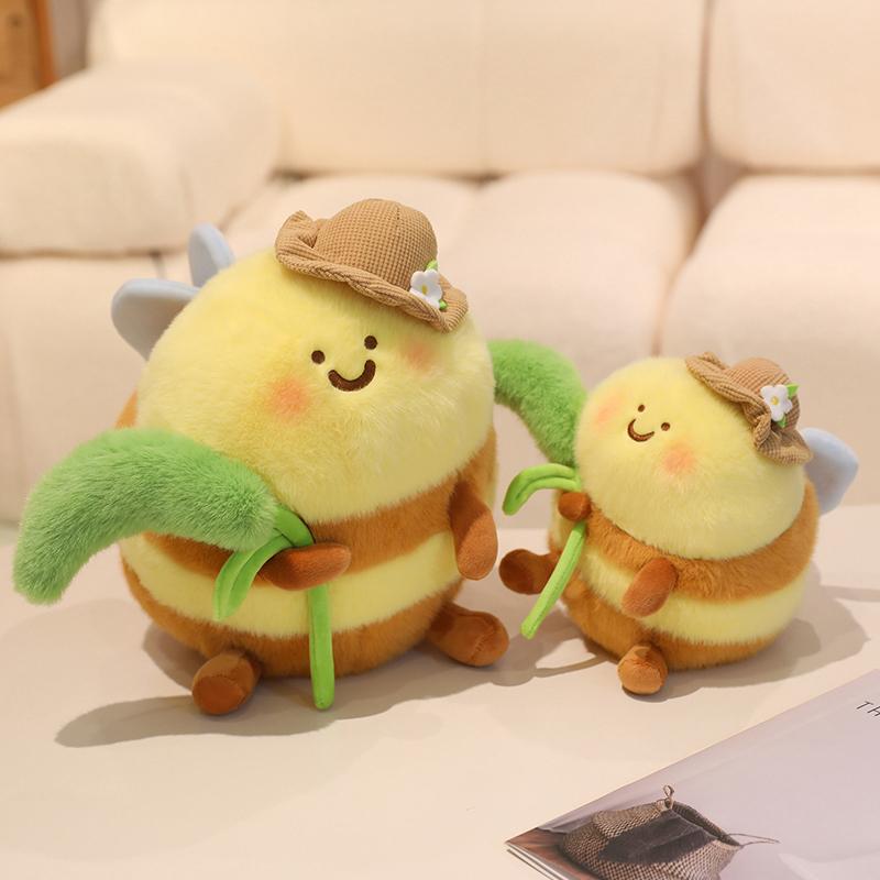 Kawaii Bee Animals Plush Toys Schoolbag Key Pendant Stuffed Insect Bee Soft Honey Bee Doll Bed Cartoon Pillow Birthday Gifts