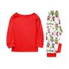 Matching Family Christmas Print Loungewear Set with Long Sleeve Neck Top and Pants for Parents and Kids