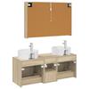 Bathroom Furniture Set 4 Pcs Sonoma Oak Engineered Wood and Glass