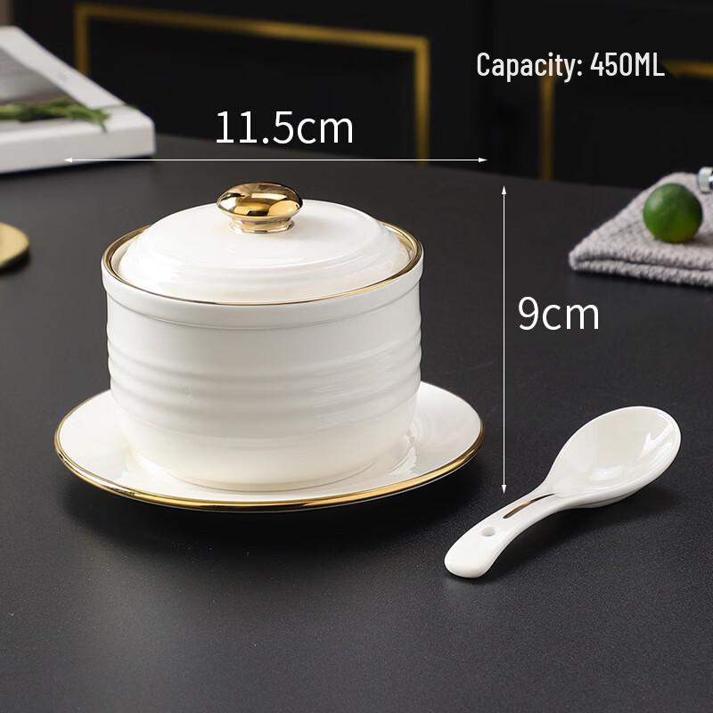 OIMG Ceramic Double Boiler with Gold Rim