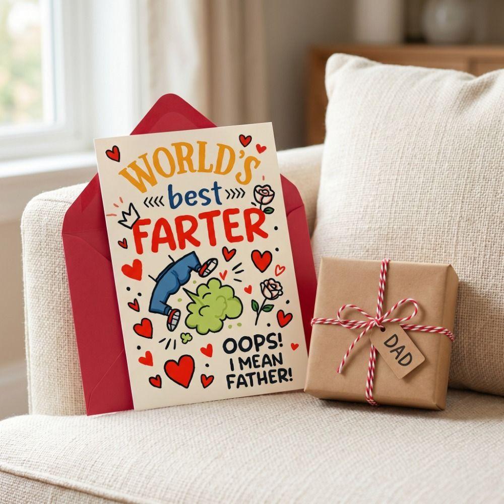 Mit Umschlag Vatertagskarte Lustiges Design Vatertagsgeschenke Cartoon Papa Grußkarte Geburtstag