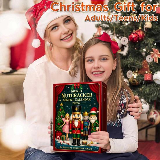 לוח שנה אדוונט מפצח האגוזים שמח 2025 24 ימים קישוט אקרילי עם מיניאטורות הפתעה קישוט לספירה לאחור לחג המולד לעץ ולתצוגת חג