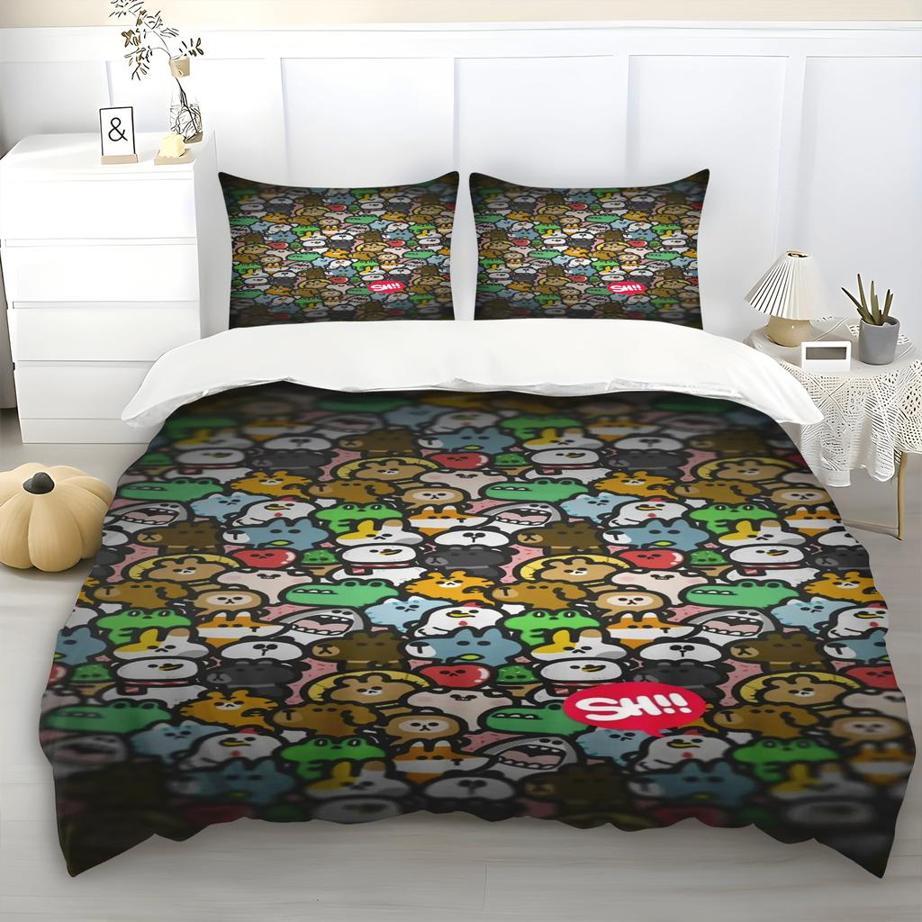 2/3Pcs Cartoon Girls Bedding Set Cute Duvet Cover Childlike Vivid Colors Innocence Bedroom 100% Polyester Adult Gift