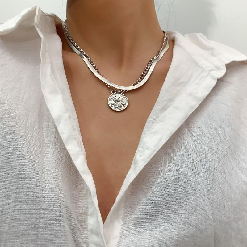

Punk metal snake bone chain necklace - women s unique geometric chain mixed color choker
