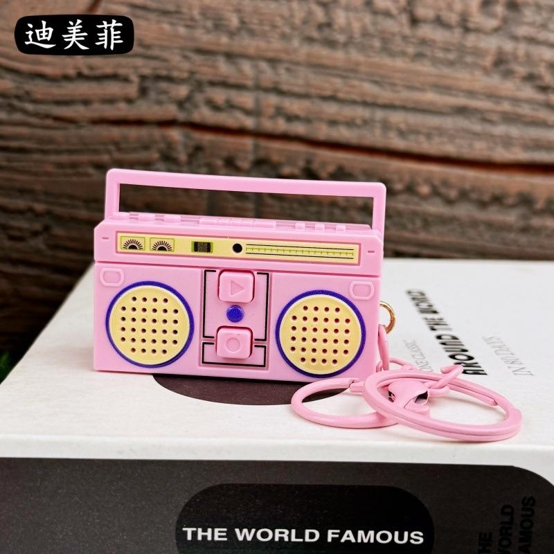 Nostalgic Vintage Mini Retro Classical Radio Recorder Fun Pendant Ornament Keychain Audio Bag Gift
