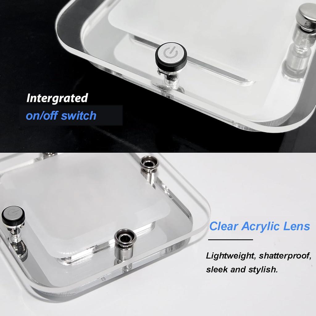 Dream lighting RV Innvendig Lys - 3,5 tommer LED Firkantet Taklampearmatur med Bryter - 12V Under Skap Lys med Krystall Linse - 6000K Hvit