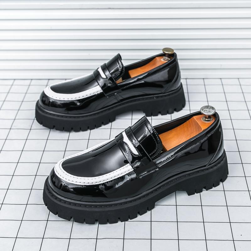 

Модная трендовая мужская кожаная обувь Классический джентльменский дизайн в британском стиле Повседневная деловая обувь для офиса Черная обувь на толстой подошве Горячая 38