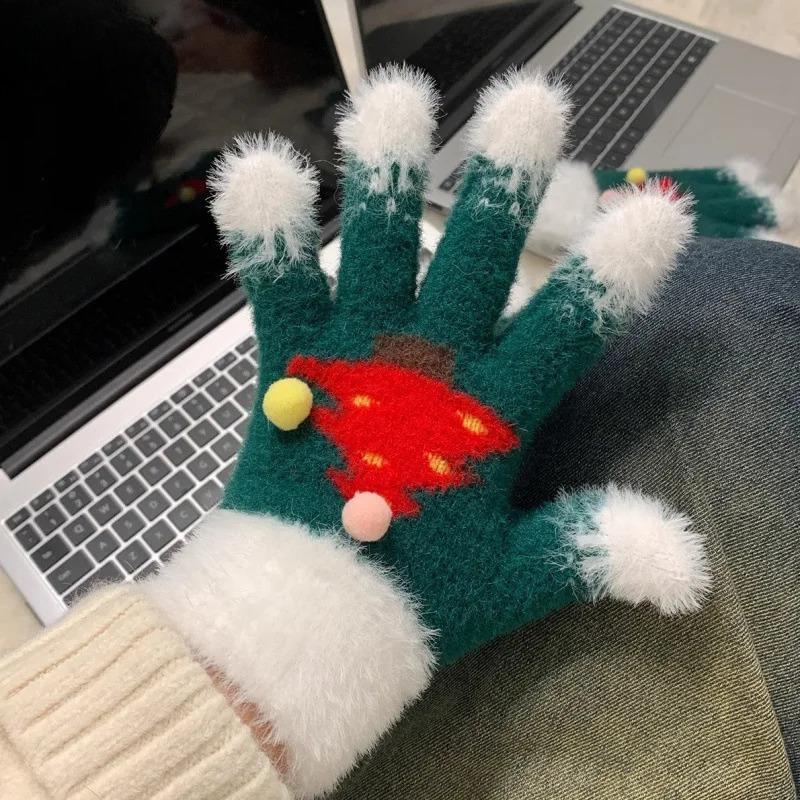 1Pair Cute Christmas Holiday  Gloves for Women Men,Warm Winter Thermal Knit Cartoon Gloves,Cold Weather Outdoor Cycling Mittens