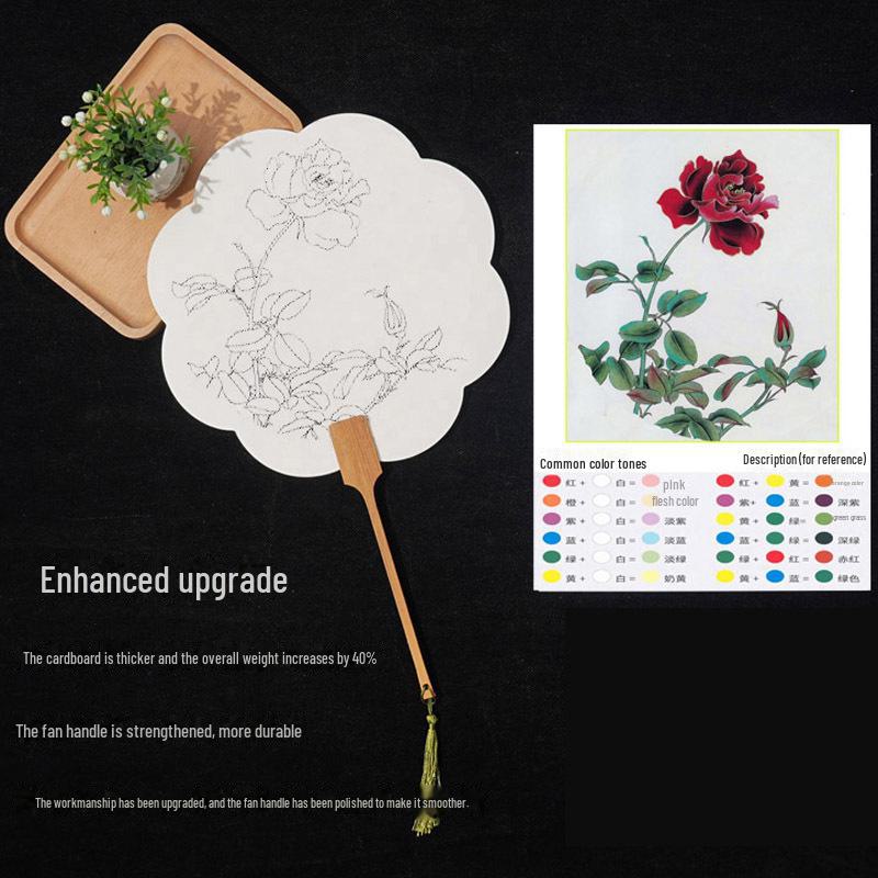 

Круглый веер из утолщенной рисовой бумаги для китайской акварели и каллиграфии: Набор для самостоятельной рисования тушью