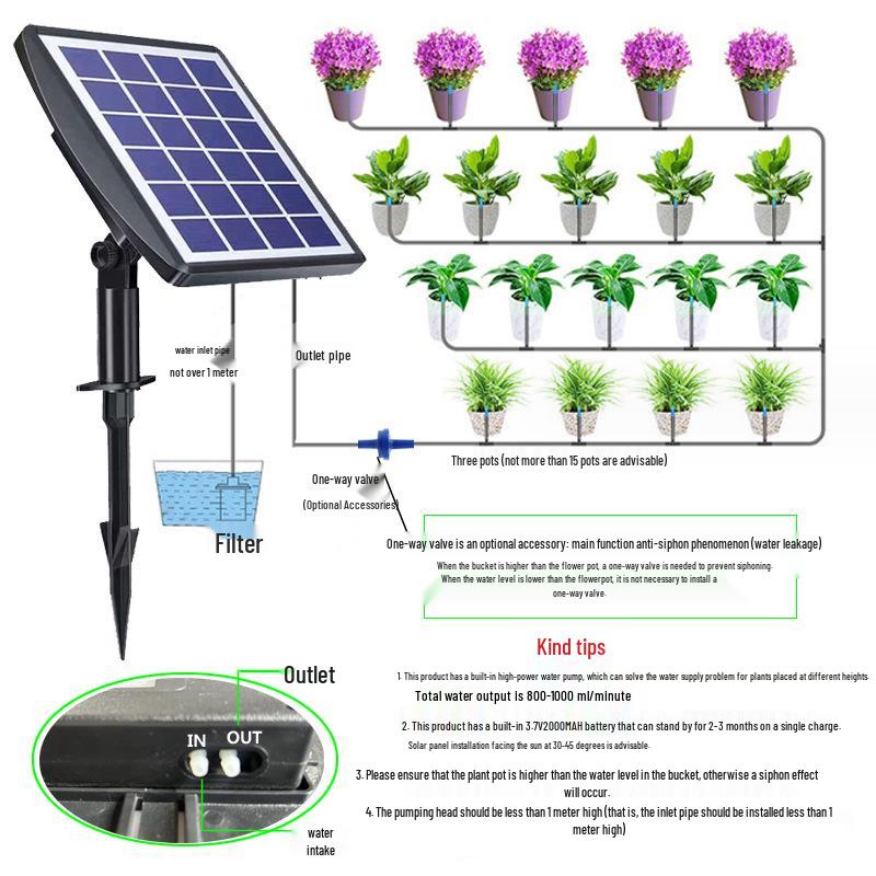 3W Solar-Powered Smart Irrigation System for Indoor Plants with Timed Drip Feature