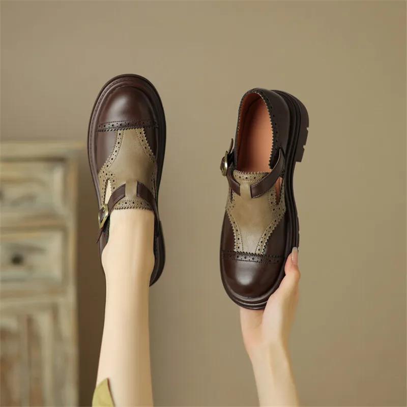 Fashion New Spring/Autumn Round Toe Chunky Heel Women Pumps Mixed Color Loafers Platform Shoes for Women Low Heel Ladies Shoes Handmade
