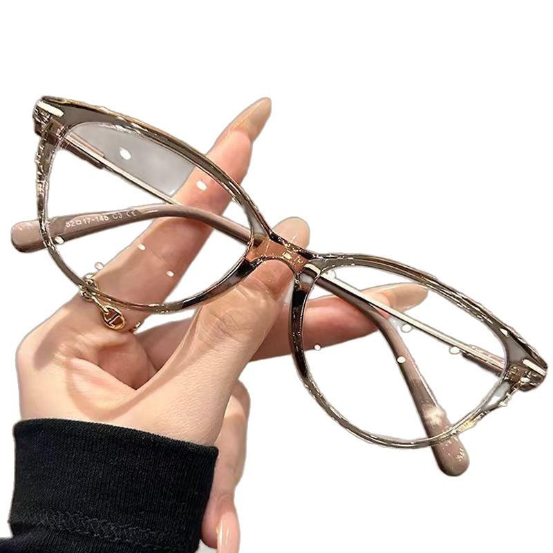 Versatile reading glasses anti-blue glasses simple high definition cat eye flat glasses plain face small glasses