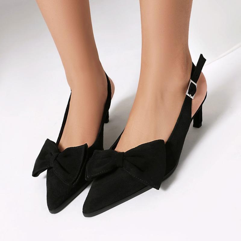 Leopard Print Pointed Sandals with Thin Heels and Bow Tie Women's Shoes 2025 New Shallow Mouth Rear Air Follow-up Shoes