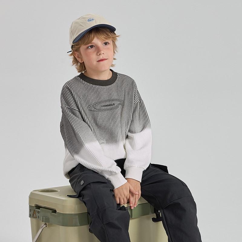 Kids Sweatshirt Loose Long Sleeve Crew Neck Pullover Casual Solid Ribbed Top For Boys Girls Spring Autumn School Daily Wear