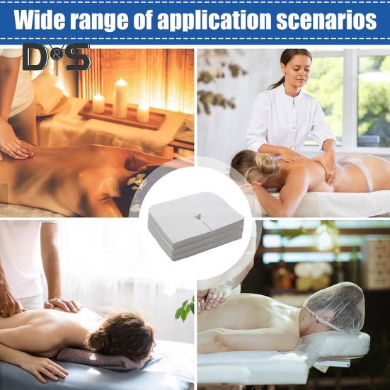 100Pcs Face Cradle Cover Disposable Massage Headrest Non-woven Cover Soft Portable Massage Table Chair SPA Bed Face Rest U-shaped Cover