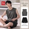Hodo Men's Pure Cotton Sleeveless Pajama Set