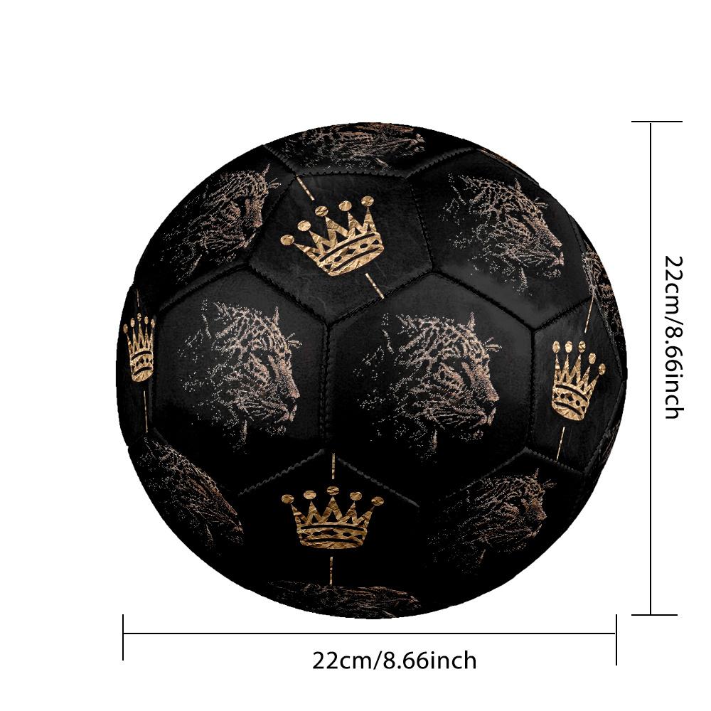 1pc Leopard Head Silhouette Gold Crown Majesty Outdoor Sports Football, Size 5, Comfortable And Durable Feel,Gift yy39