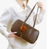 Genuine Leather Boston Bag Pillow North American College Style 2025 Commuter One-shoulder Underarm Cowhide Women's